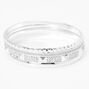 Silver Studded Rhinestone &amp; Glitter Bangle Bracelets - 4 Pack,