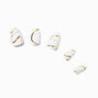 Gold Squiggle &amp; Pearl Short Almond Vegan Faux Nail Set - 24 Pack,