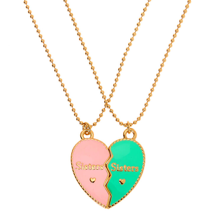 Claire's Colliers à pendentif cœur pastel sœurs - Lot de 2