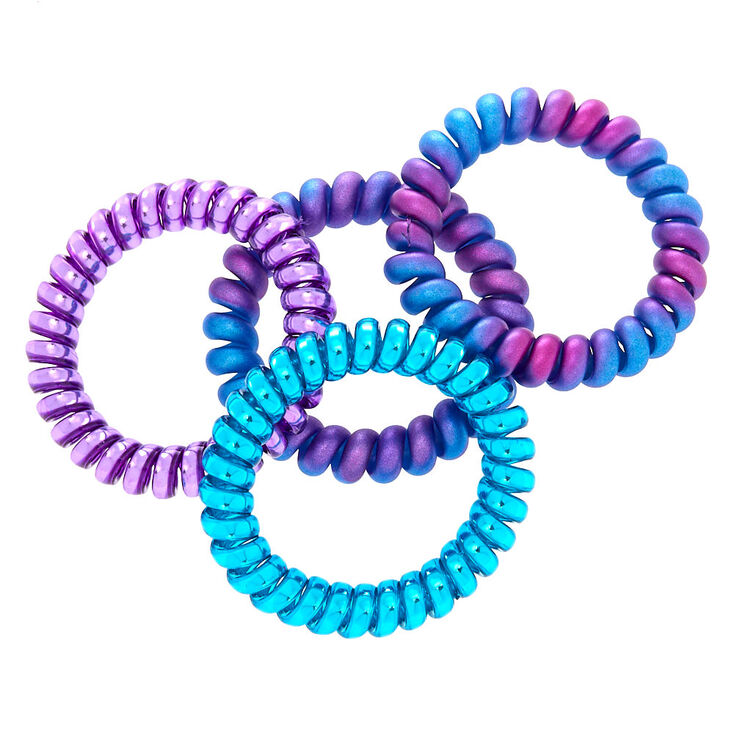 Mermaid Spiral Hair Bobbles - Purple, 4 Pack,