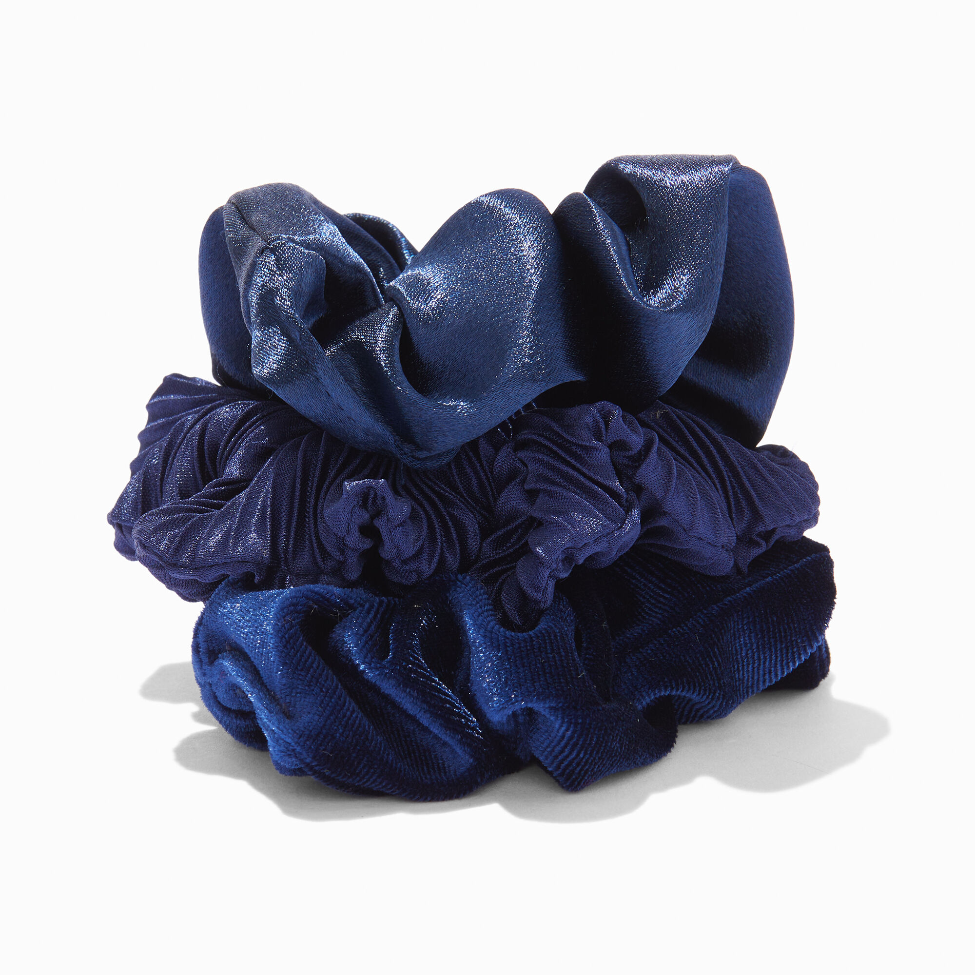 Navy Mixed Hair Scrunchies - 3 Pack,