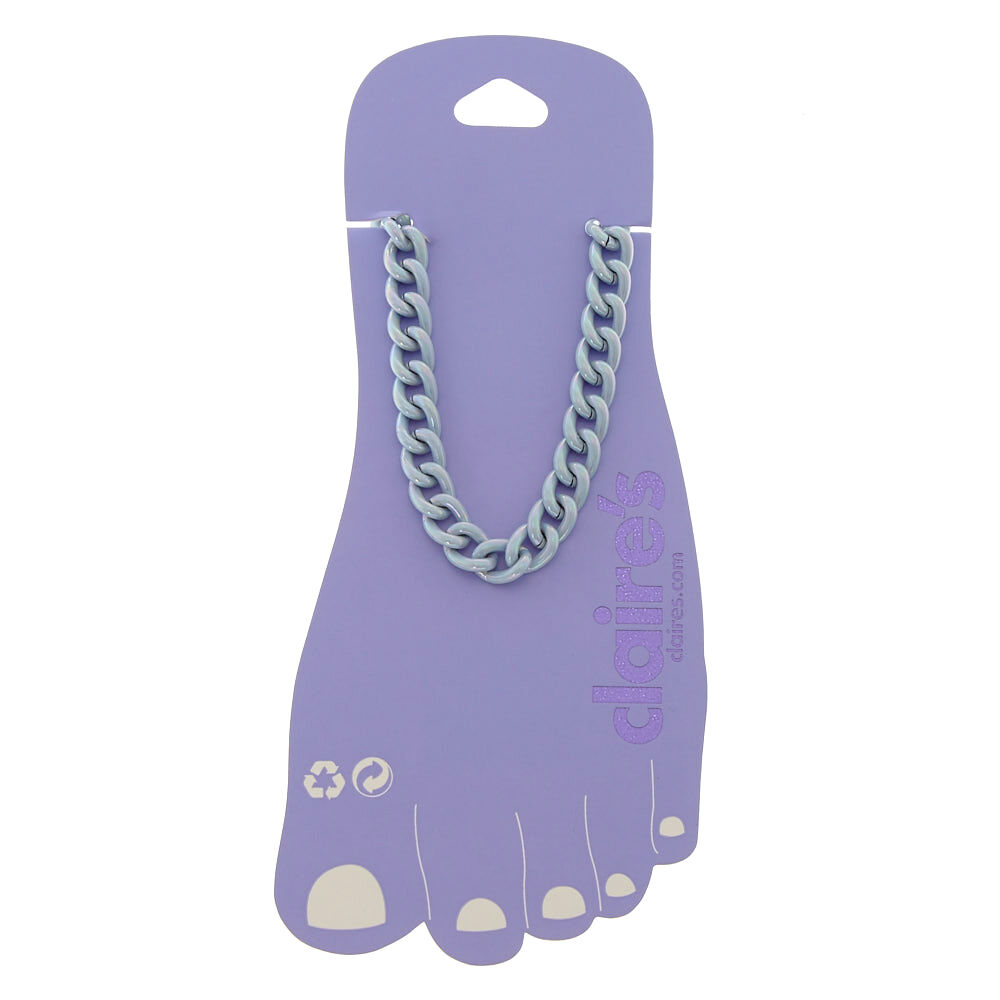 Baby Blue Metallic Chain Anklet,