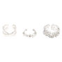 Silver Crystal Twisted Ear Cuffs - 3 Pack,