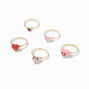 Claire&#39;s Club Pink Hearts Gold Rings - 5 Pack,