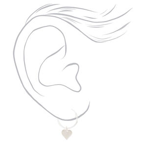 Sterling Silver 12MM Heart Hoop Earrings,