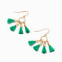 Bright Green Four Tassel Drop Earrings,