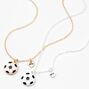 Colliers &agrave; pendentif ballon de foot en m&eacute;taux mixtes best friends - Lot de 2,