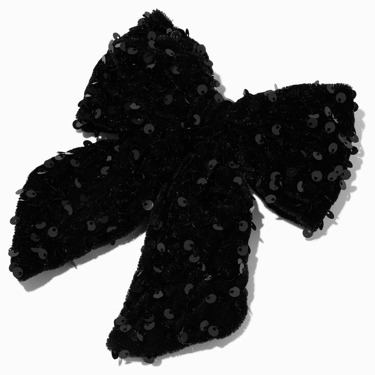 Black Sequin Hair Bow Clip,