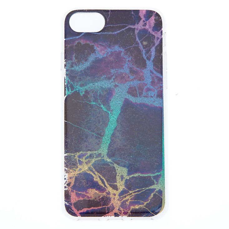 Cracked Marble and Rainbow Glitter Phone Case - Fits iPhone 6/7/8,