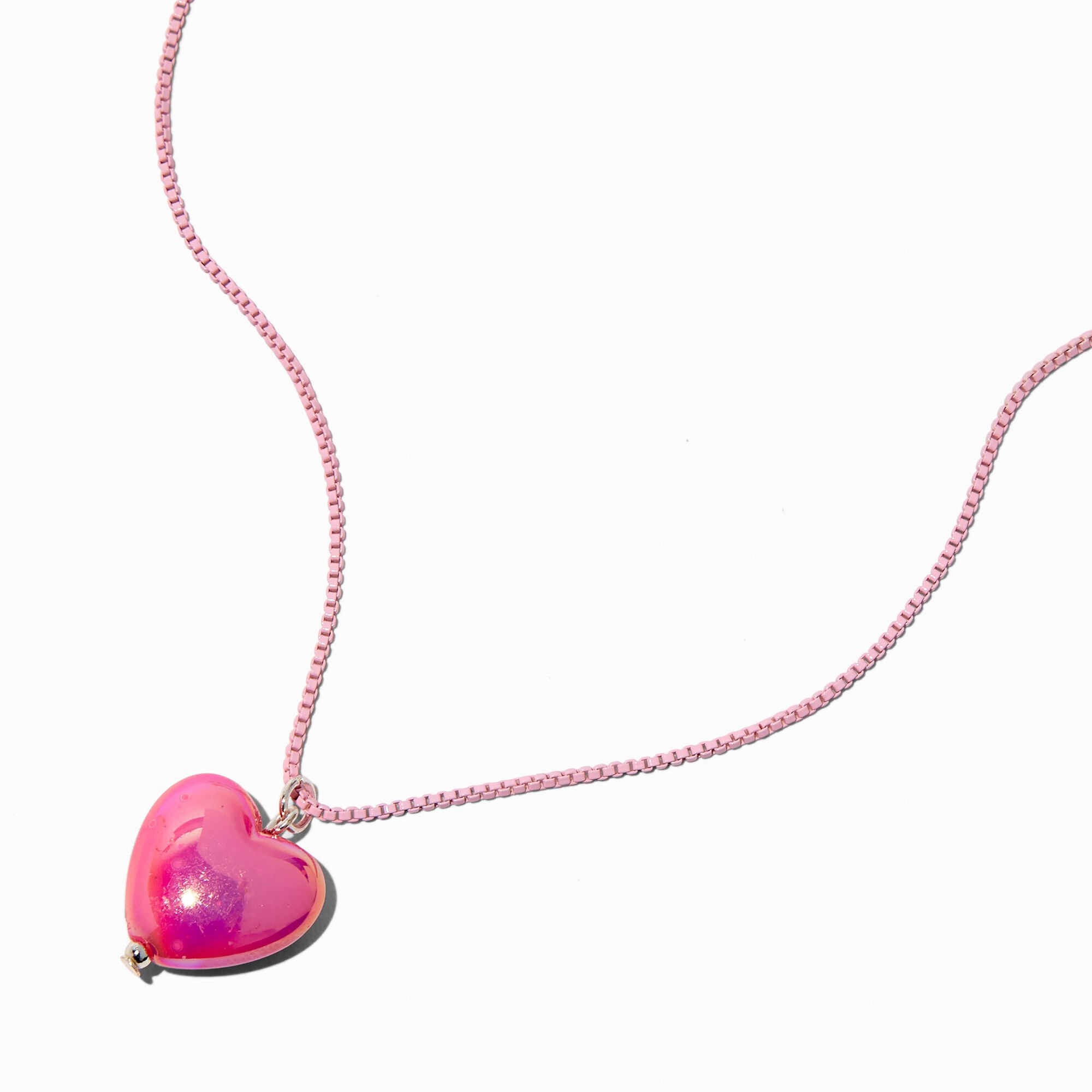 Pink Heart Pendant Necklace,