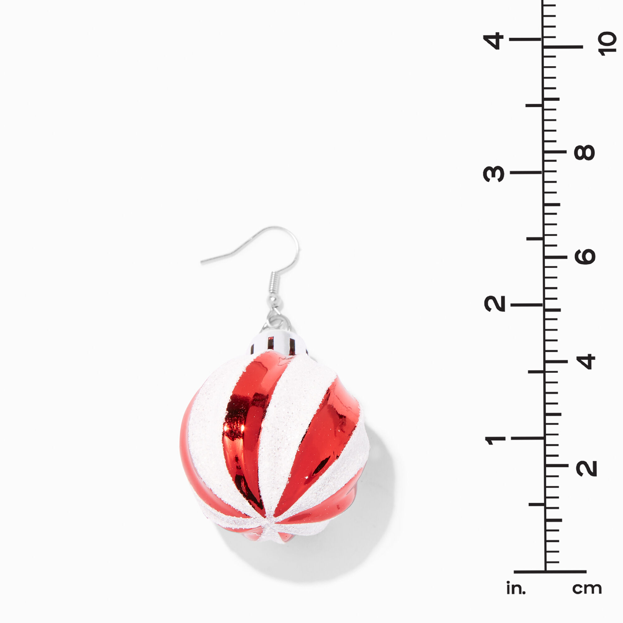 Red Striped Christmas Ornament 2'' Drop Earrings,
