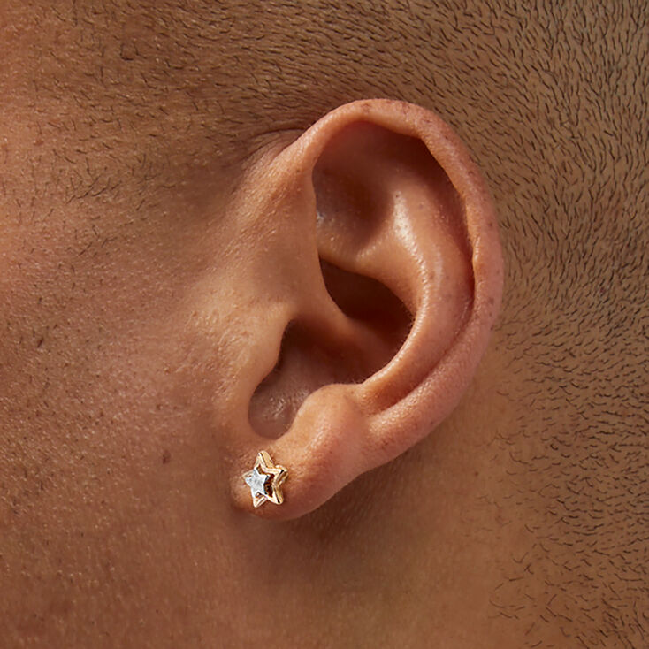 Mixed Metal Star Stud Earrings,