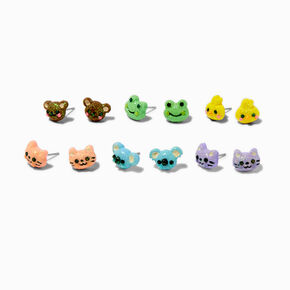 Glitter Summer Animal Stud Earrings - 6 Pack ,