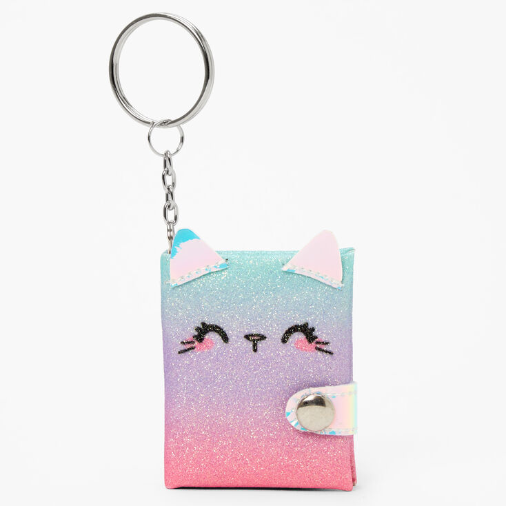 Ombre Cat Mini Glitter Diary Keychain,