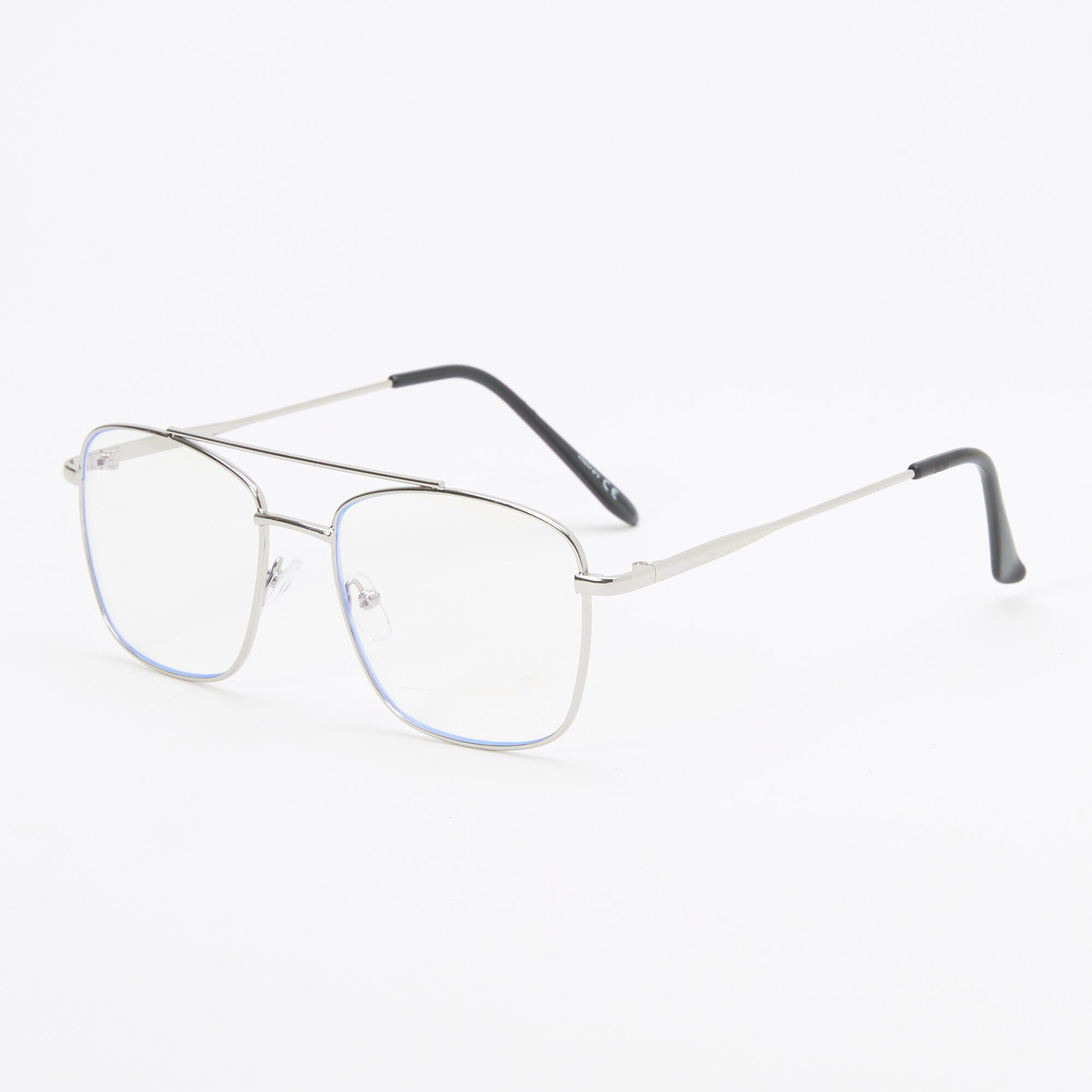 Silver Blue Light Reducing Aviator Clear Lens Frames