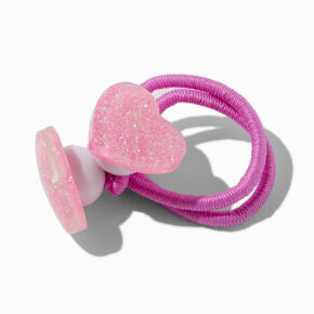Claire&#39;s Club Glitter Heart Ribbed Hair Ties - 4 Pack,