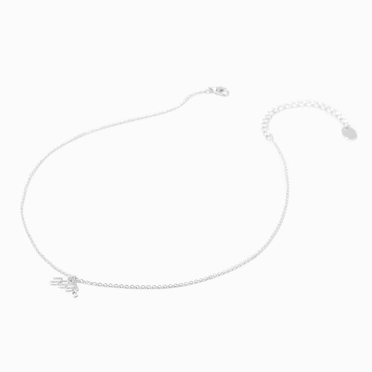 Silver Crystal Zodiac Symbol Pendant Necklace - Aquarius,