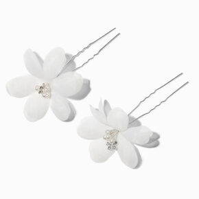 &Eacute;pingles &agrave; cheveux en mousseline fleurs blanches - Lot de 2,