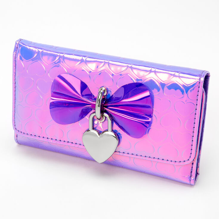 Vinyl Heart Printed Wallet - Purple,