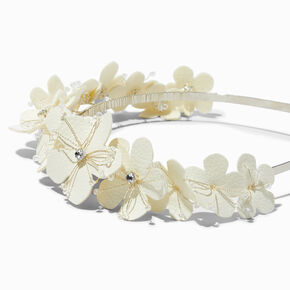 White Embellished Flower Headband,