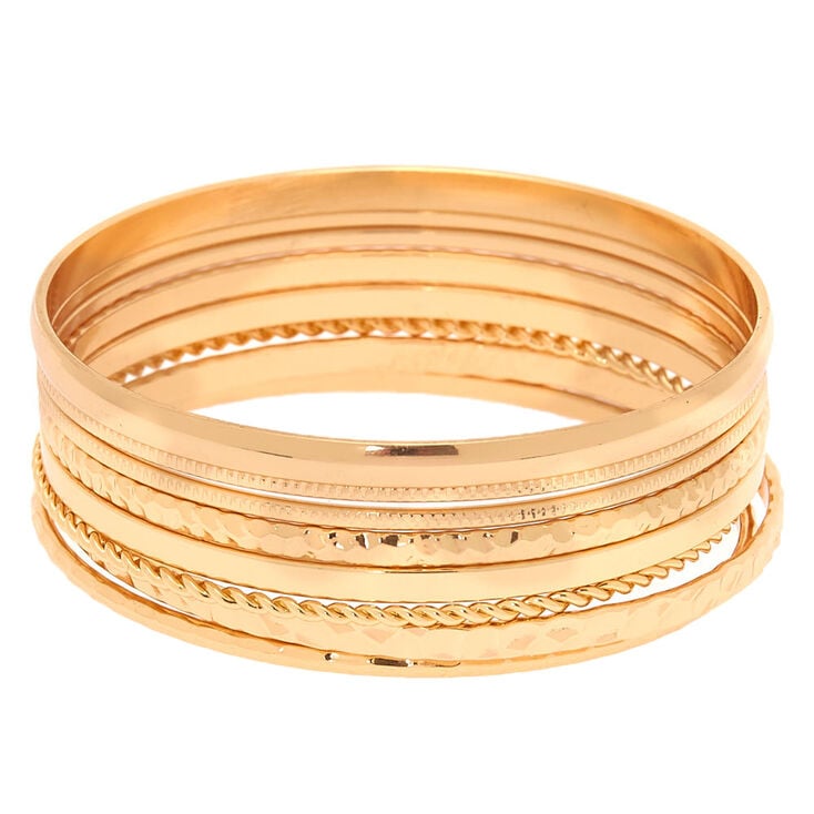 Gold Textured Bangle Bracelets  &#40;8 Pack&#41;,
