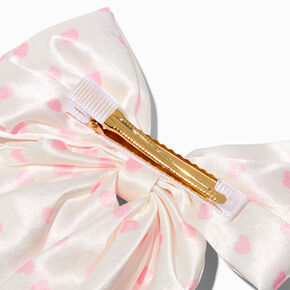 Barrette &agrave; n&oelig;ud c&oelig;urs roses satin blanc Claire&#39;s Club,