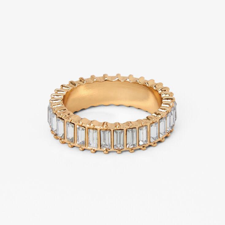Gold Eternity Crystal Baguette Ring,