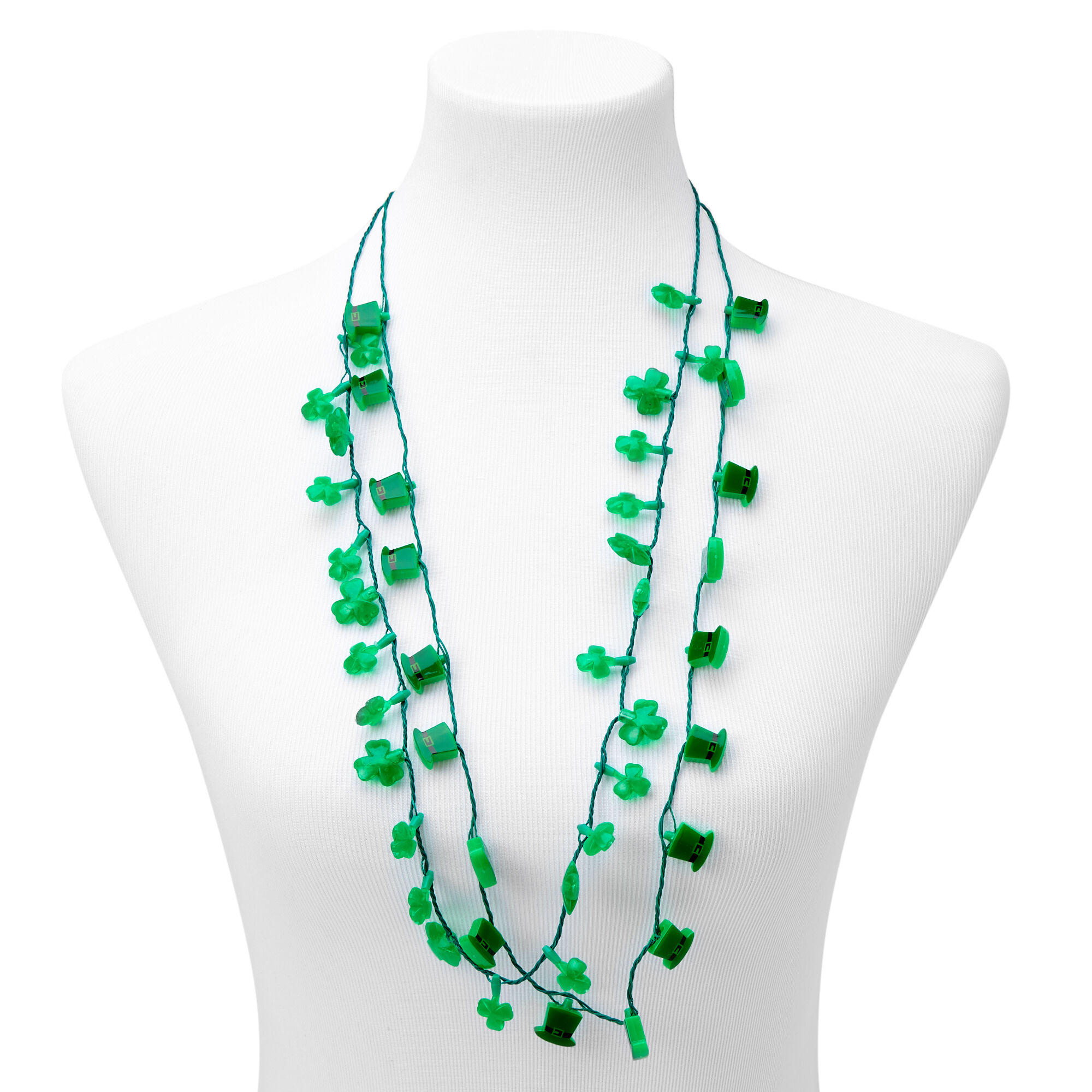 Shamrock Light-Up Necklaces - Green, 2 Pack,