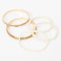 Claire&#39;s Club Gold-tone Bangle &amp; Pearl Stretch Bracelet Set - 5 Pack,