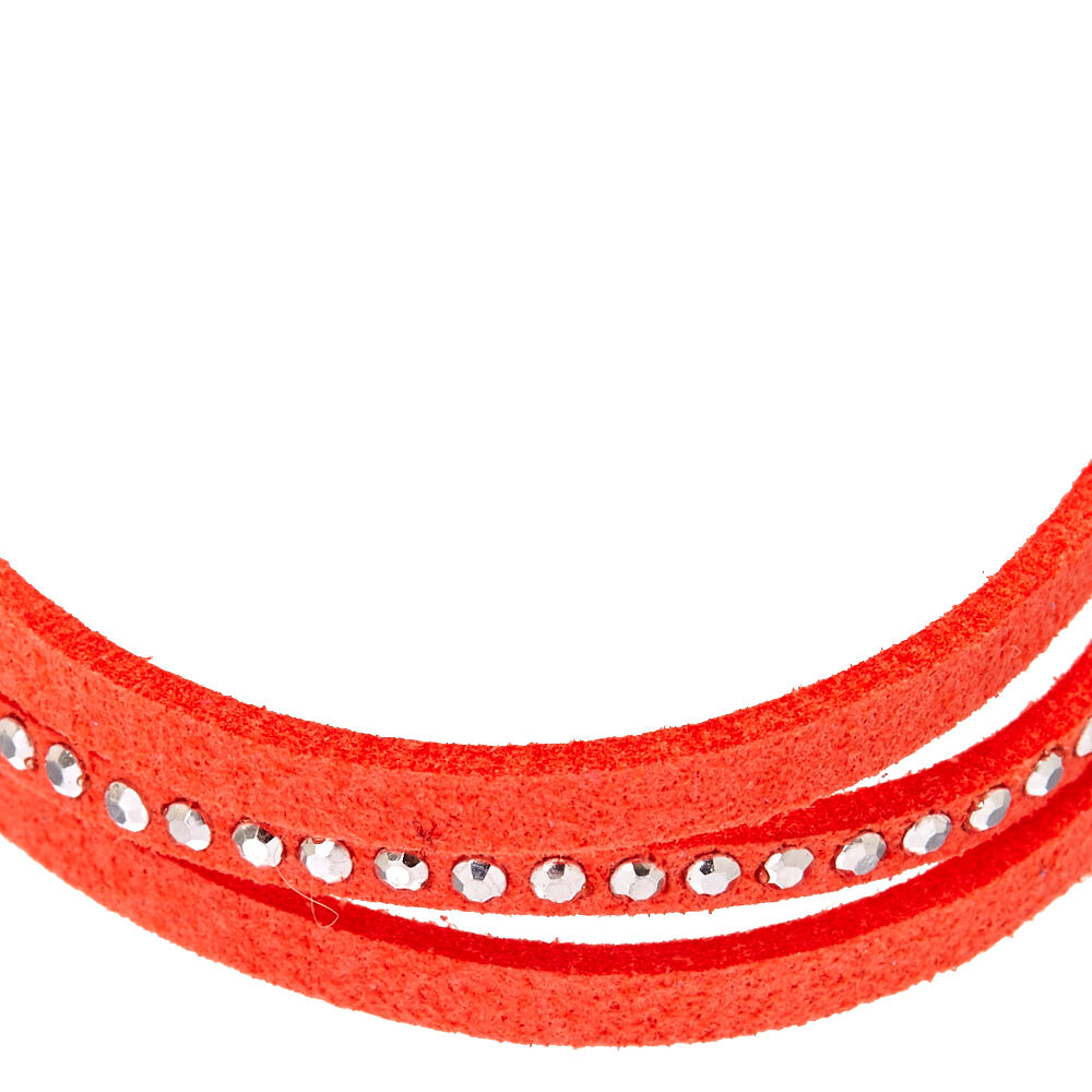 Bracelet avec clous couleur argentés en faux daim orange,