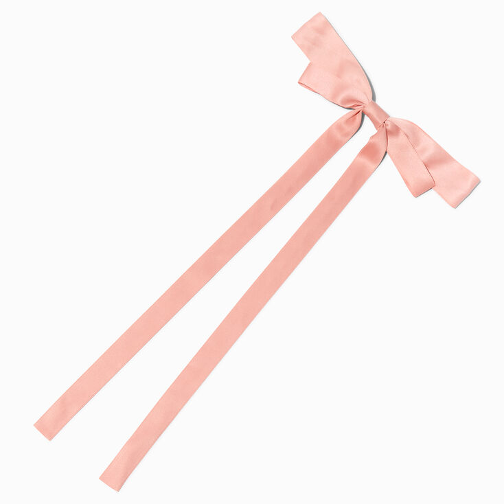 Barrette &agrave; n&oelig;ud &agrave; pans extra longs rose tendre,