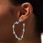 Silver-tone Barbed Wire Heart 30mm Hoop Earrings,