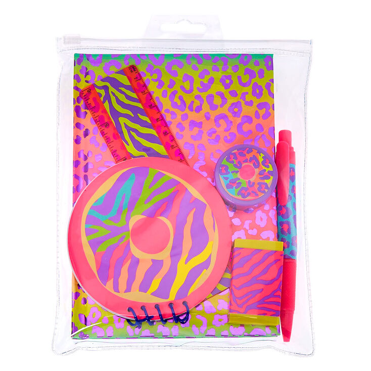 Claire's Articles de papeterie imprimé donut et animaux fluo - Rose