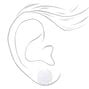 Silver Tinsel Pom Pom Stud Earrings - White,