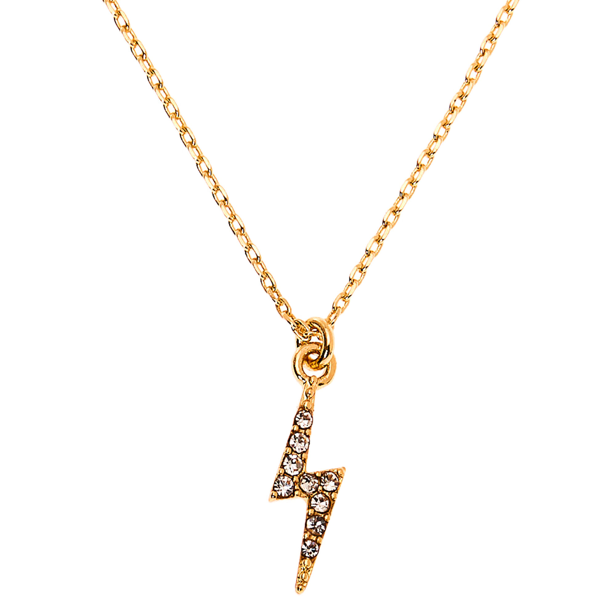 View Claires Tone Lightning Bolt Pendant Necklace Gold information