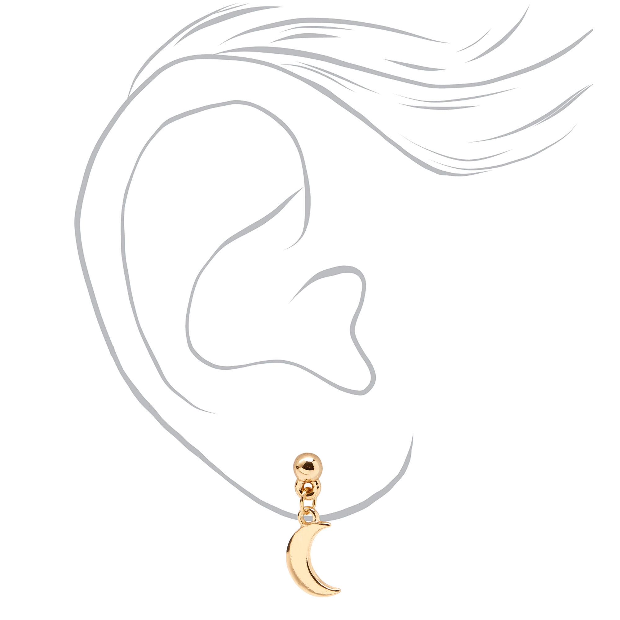 Mixed Metal 0.5" Crescent Drop Earrings - 3 Pack,