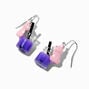Pink Corgi Purple Bubble Tea 1&quot; Drop Earrings,