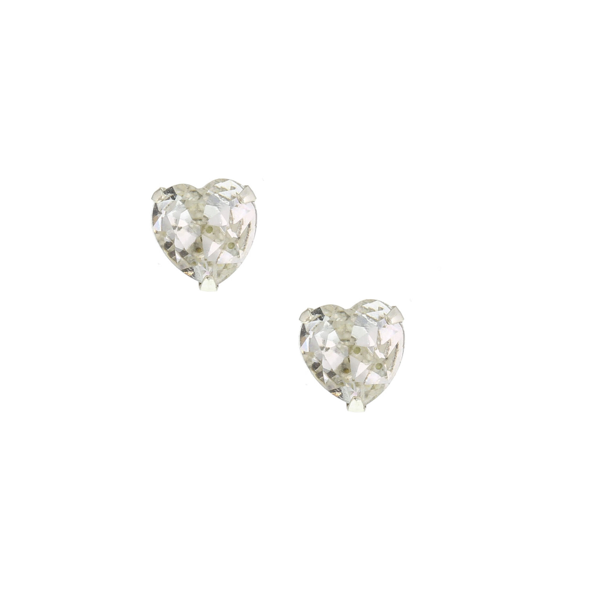 View Claires Cubic Zirconia 9MM Heart Stud Earrings Silver information