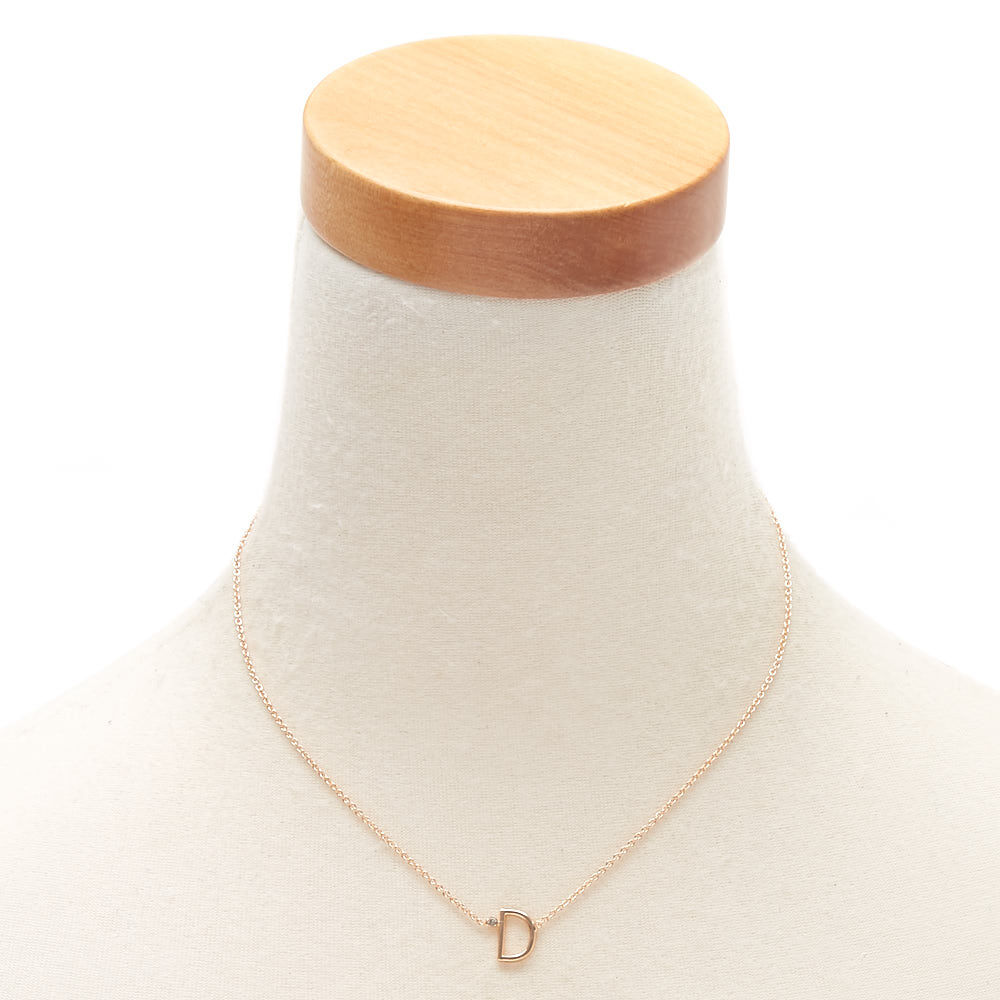 Gold Stone Initial Pendant Necklace - D,