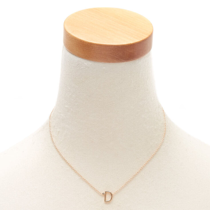 Gold Stone Initial Pendant Necklace - D,