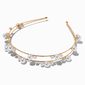 Gold Double Row Pearl Headband,