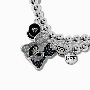 Best Friends Black Glitter Cat Beaded Stretch Bracelets - 2 Pack,