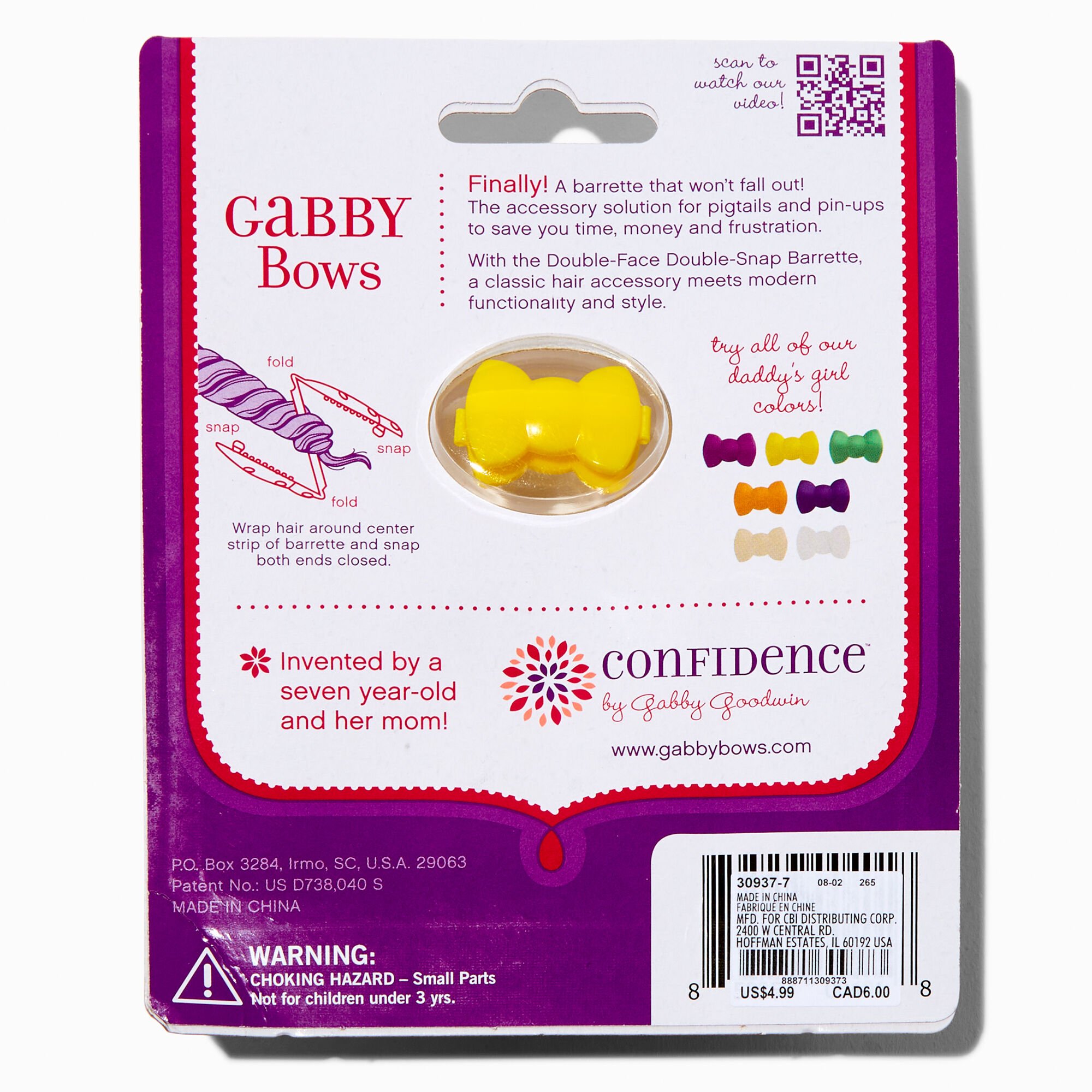 Confidence™ by Gabby Goodwin Gabby Bows Yellow Bows Double-Faced Double Snap Hair Clips - 10 Pack,