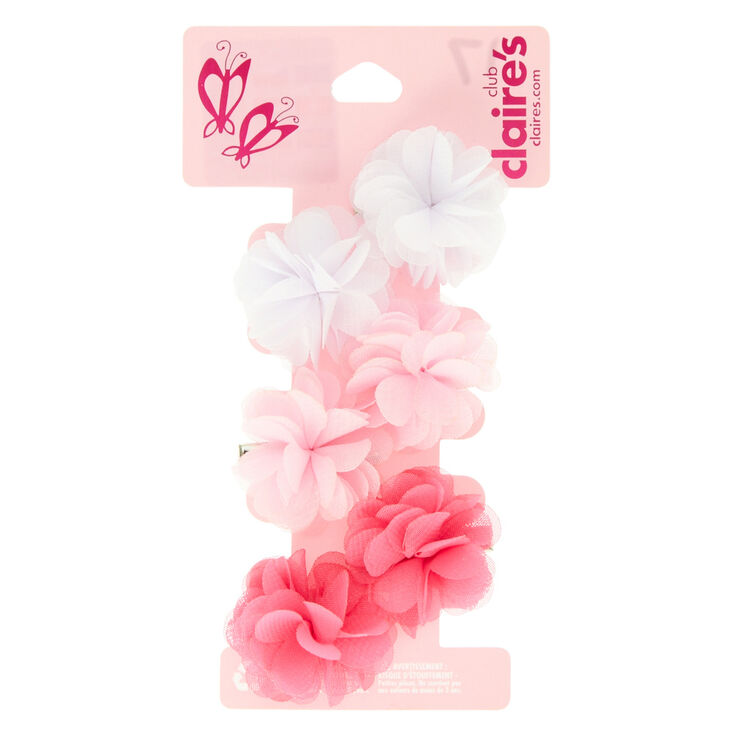 Barrettes A Cheveux Pour Enfants A Fleurs En Tulle Blanc Et Rose Claire S Fr
