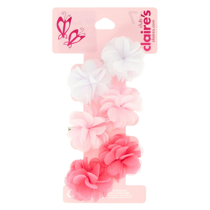 Barrettes &agrave; cheveux pour enfants &agrave; fleurs en tulle blanc et rose,