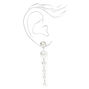 Silver 2.5&quot; Graduated Pearl Linear Drop Earrings - White,