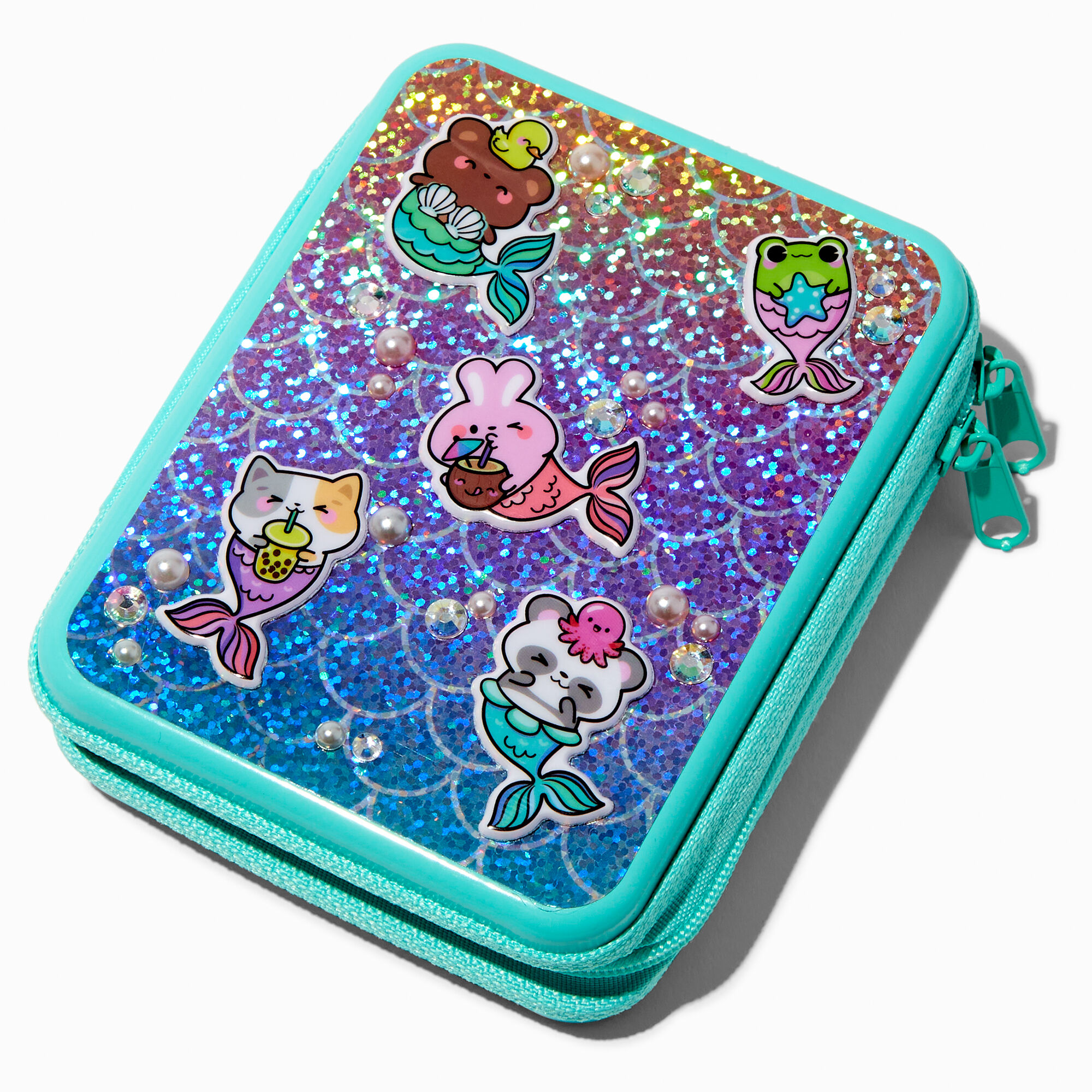 Palette compacte de maquillage et boîte en fer bling-bling créature sirène,