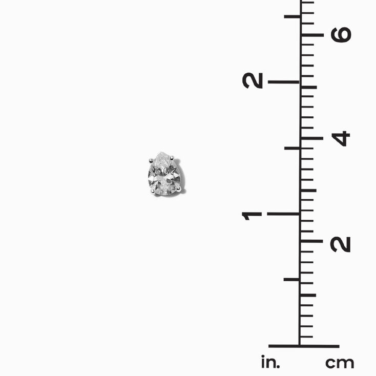 C LUXE by Claire&#39;s Sterling Silver Cubic Zirconia 8mm Pear Stud Earrings,