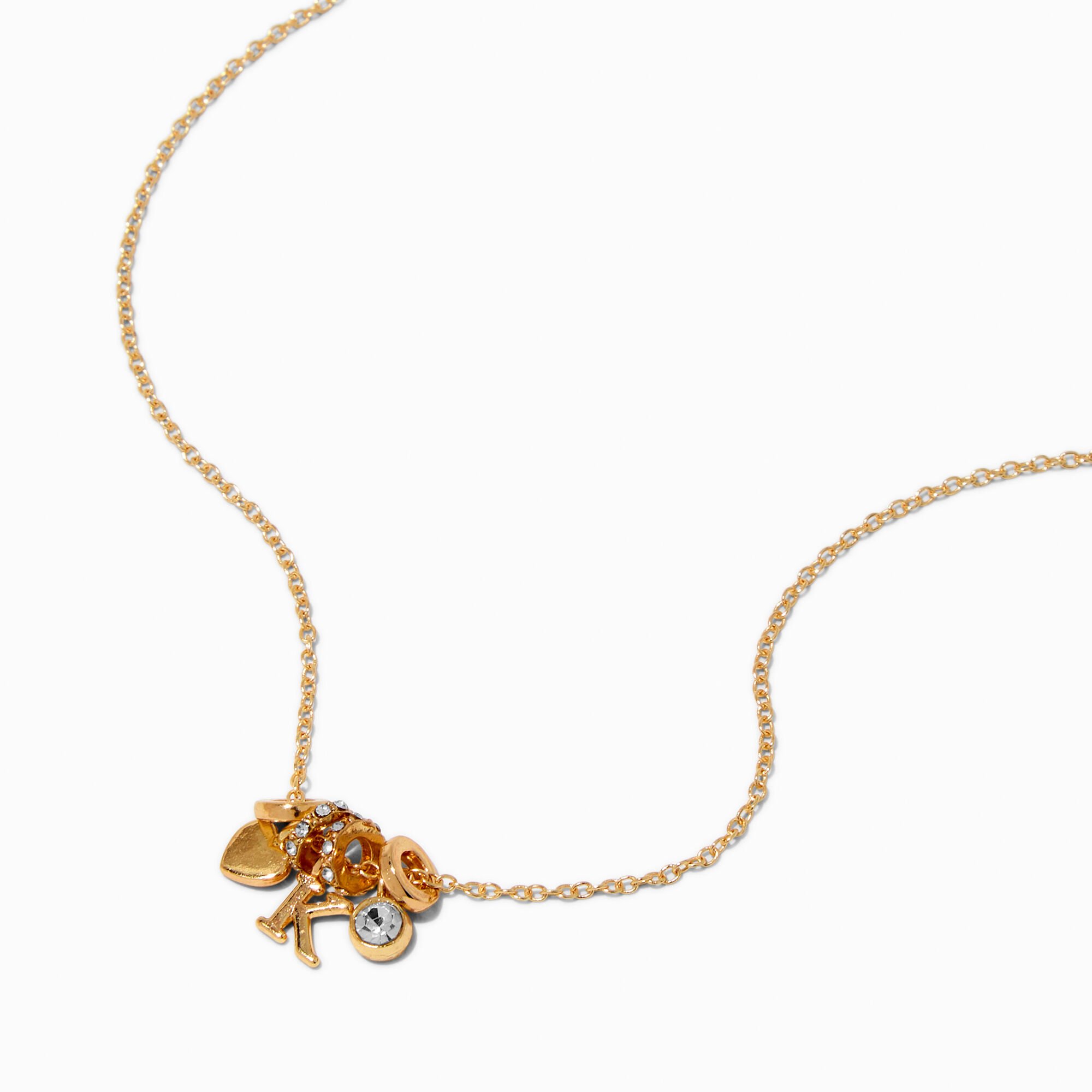 Gold-tone Initial Charm Pendant Necklace - K,
