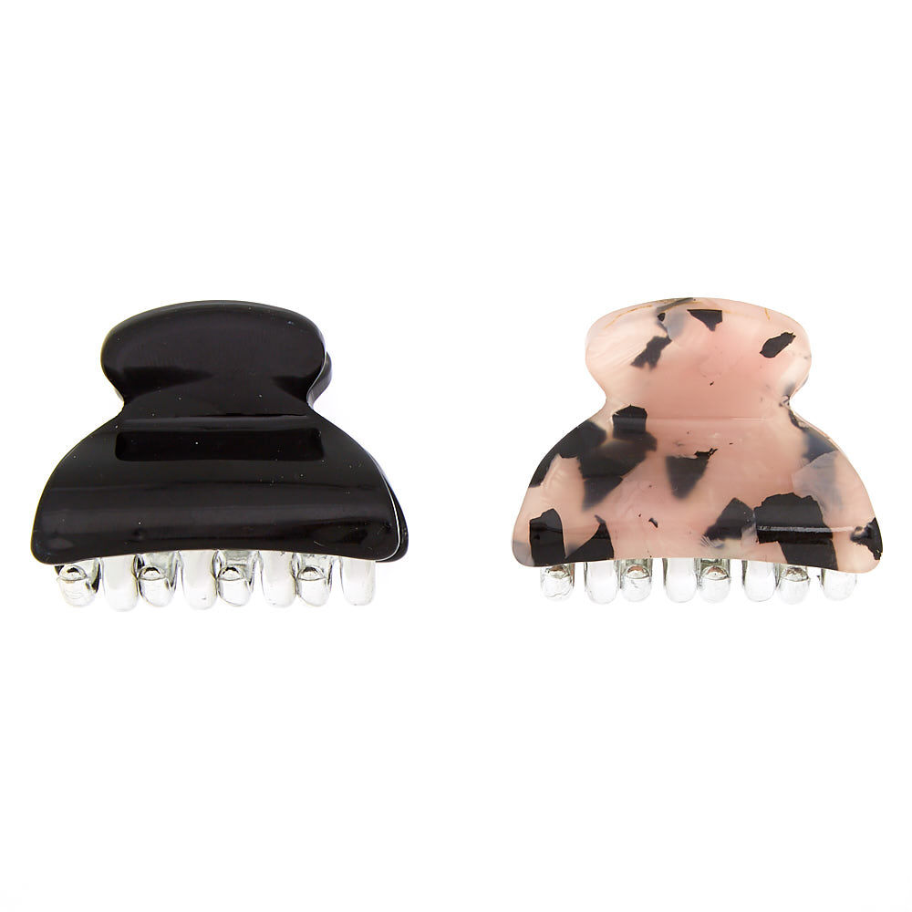 Lot de 2 petites pinces à cheveux noires et à motif écaille de tortue,